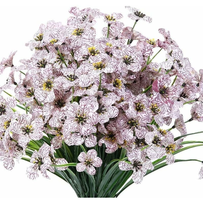 Aiducho - Artificielle Violette Fleur, 6pcs Artificielles Plastique Fleur,Extérieur Uv Résistant Jardin Verdure Arbustes Plantes Intérieur Extérieur
