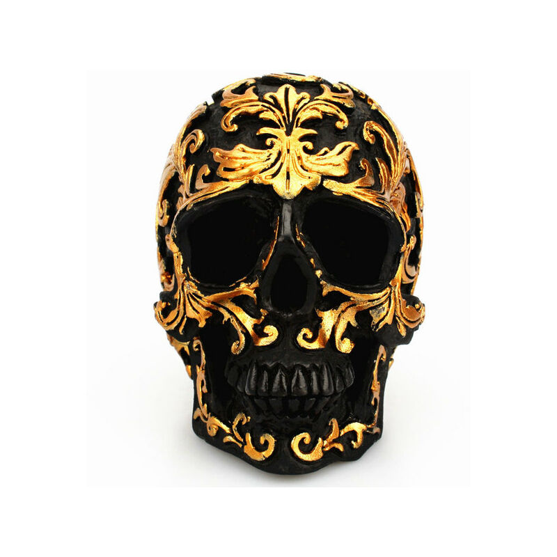 Artigianato in resina testa di teschio nero
