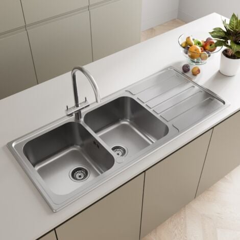 ARTIKITCH S�uber Prima Kitchen Sink 2.0 Double Bowl Stainless Steel Reversible Inset Waste