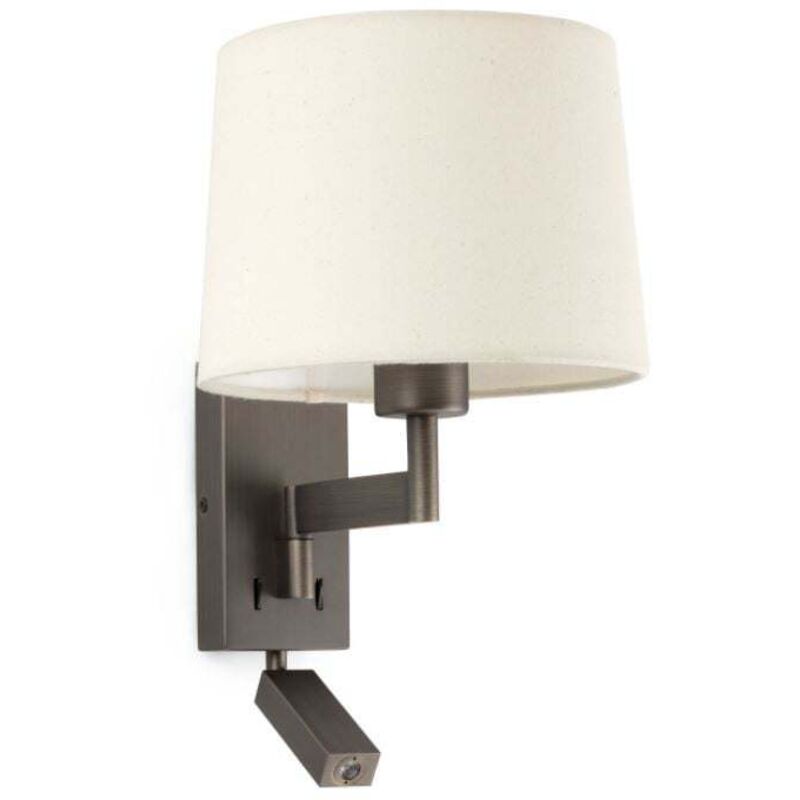 

Faro Barcelona - ARTIS Aplique de pared con lector bronce/beige - BRONCE ENVEJECIDO