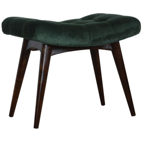 Artisan Furniture Solid Mango Wood Emerald Velvet Deep Button Bench