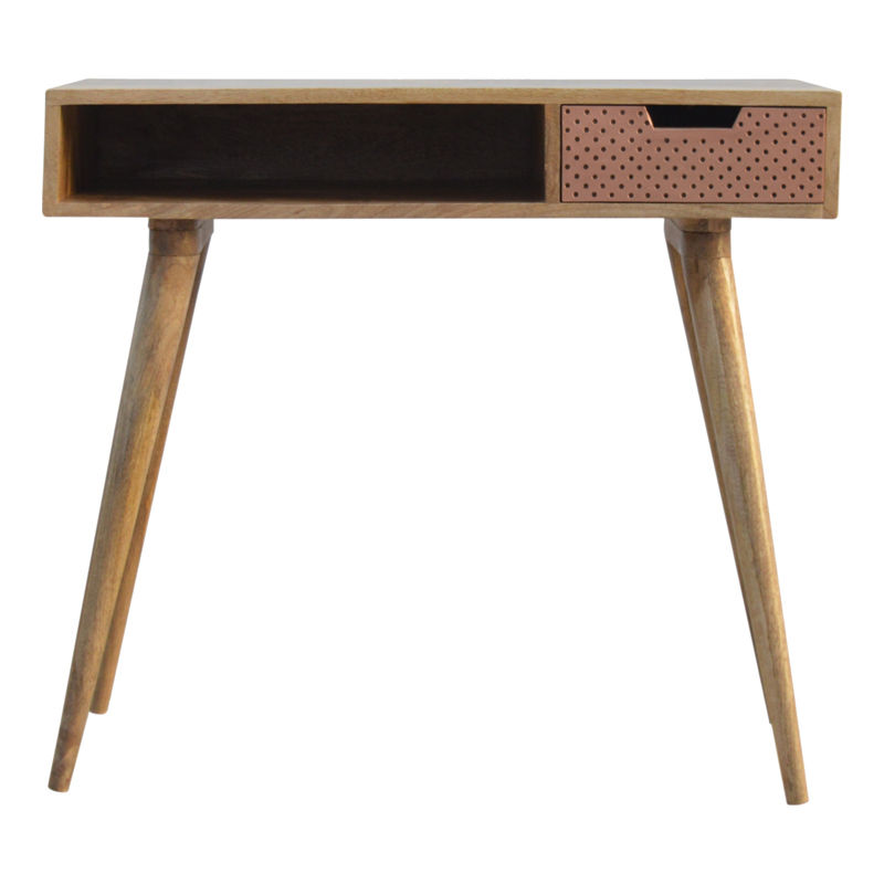 Artisan - Nordic Style Writing Desk with 1 Perforated Copper Front Drawer