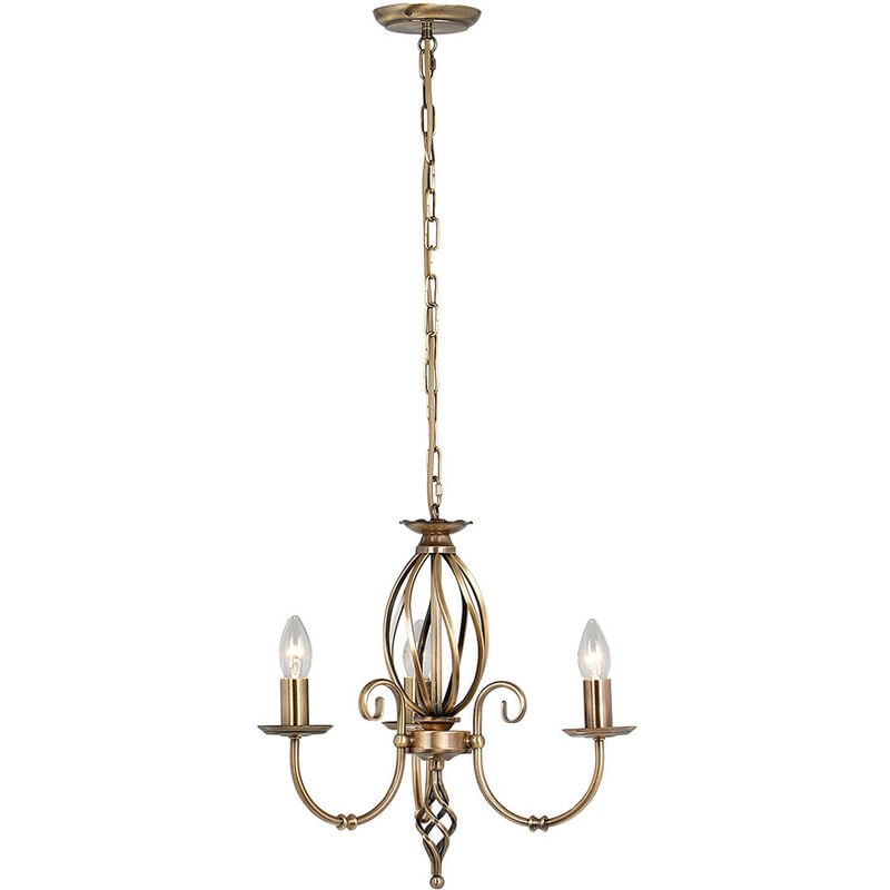 Artisan - Chandelier 3 Light Aged Brass Finish, E14 - Elstead