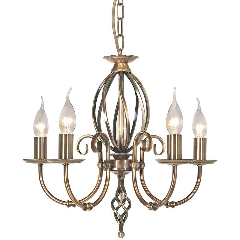 Elstead Artisan - 5 Light Chandelier Aged Brass Finish, E14