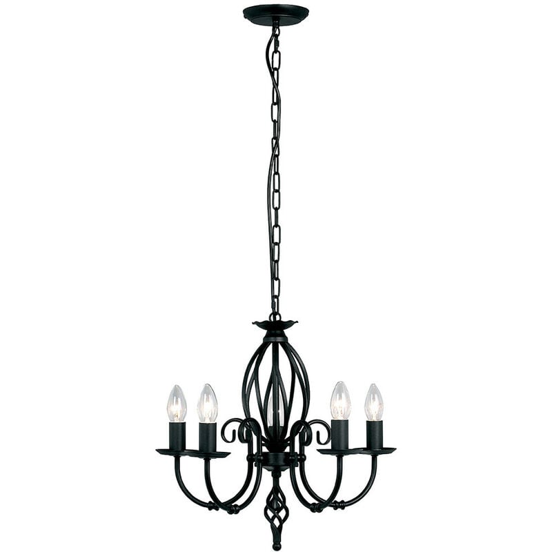 Elstead Artisan - 5 Light Chandelier Black Finish, E14