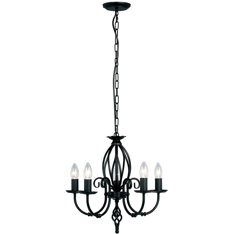 Artisan - 5 Light Chandelier Black Finish, E14 - Elstead