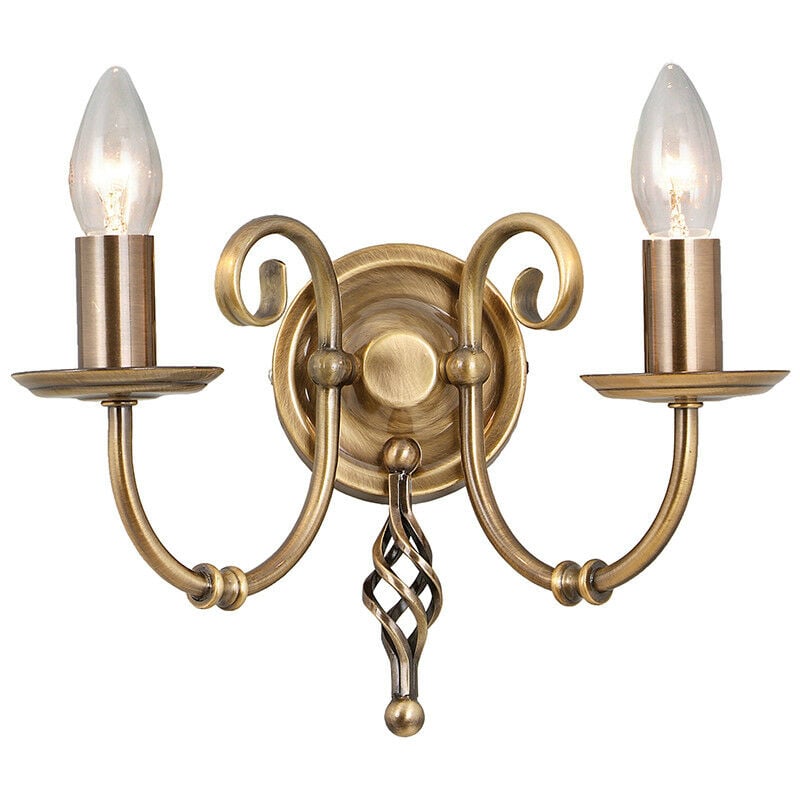 Artisan - 2 Light Indoor Candle Wall Light Aged Brass, E14 - Elstead