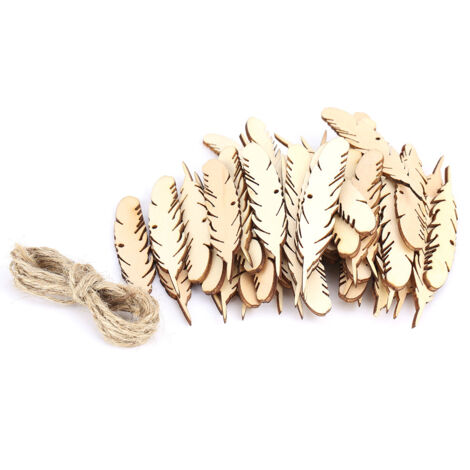 Artisanat en bois de plumes 50 pièces/sac, pour mur, accessoires de décoration de salle de fête de mariage, bricolage