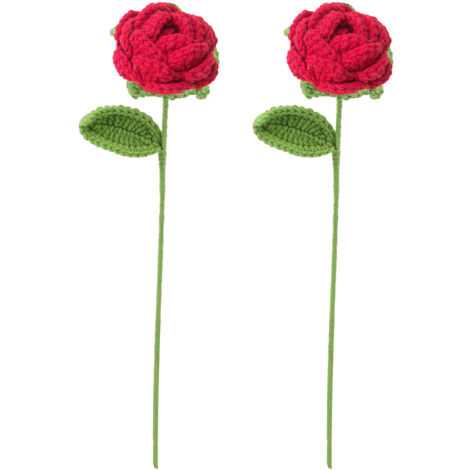 ArtisanAtelier Künstlicher Rosenstrauß, Rosen aus Milchbaumwolle mit handgewebter Oberfläche, 2 Stück, Rot