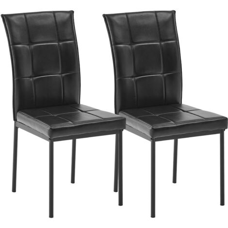 Artist Hand Set of 2 Dining Chairs Faux Leather Modern Dining Room Kitchen Chairs Set with High Back and Sturdy Metal Legs for Living room, Dining Room, Kitchen, Black