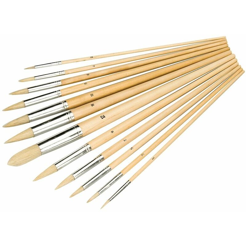 Silverline Artists Paint Brush Set 12pce - Pointed Tips