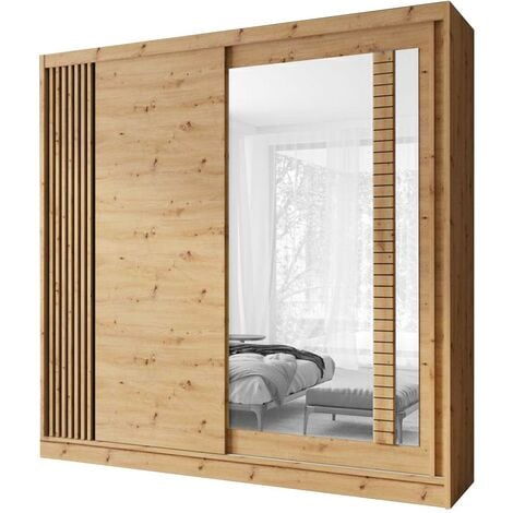 ARTIZ Armoire garde-robe 2 portes coulissantes avec miroir 200x215 cm
