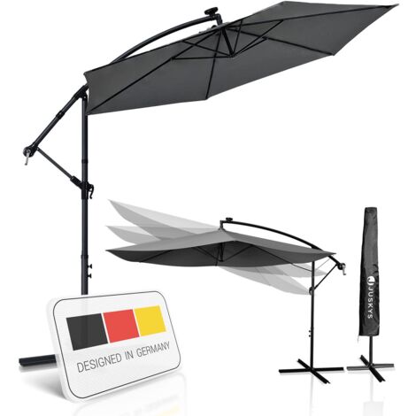 Ampelschirm beige 3 m mit Kurbel Sonnenschirm mit Fuss Schirm Sonnenschutz Sonne