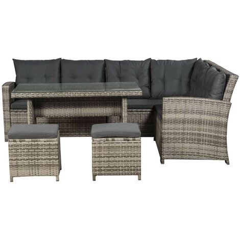 Polyrattan Sitzgruppe Lounge Santa Catalina Beige Grau Gartenmobel Set Mit Eck Sofa 2 Tisch Bis 6 Personen Wetterfest Stabil Artlife 200153