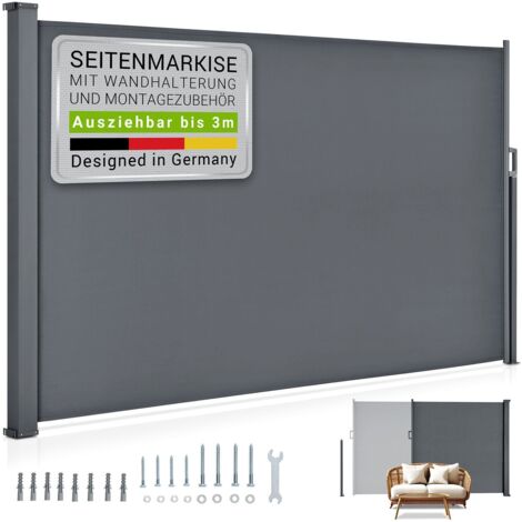 ArtLife Seitenmarkise Dubai 300 x 160 cm in dunkelgrau ausziehbar