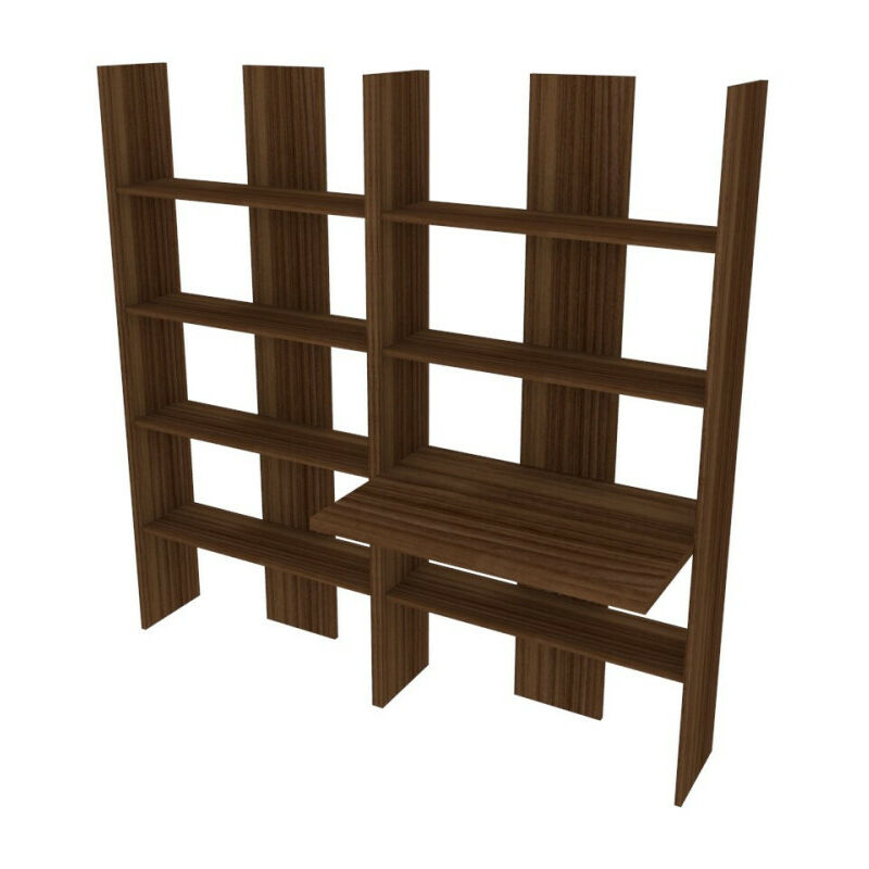 Bibliothèque avec bureau intégré - Idéale pour bureau, chambre ou salon - Noyer Canaletto