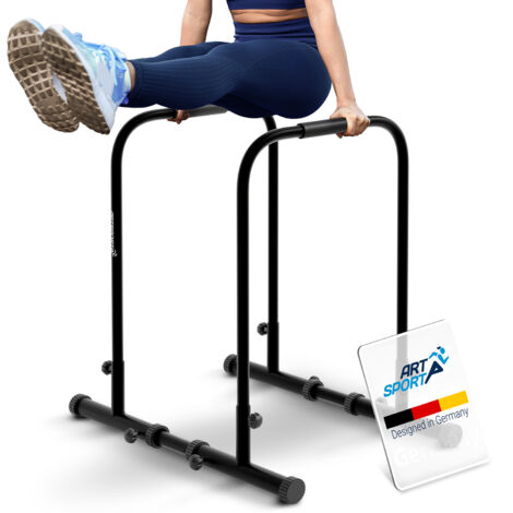 ArtSport Station de dips nue - Support de dips jusqu'à 500 kg - Poignées pour pompes - Barre de fitness réglable - Pompes - Barres de pompes pour la maison - Noir