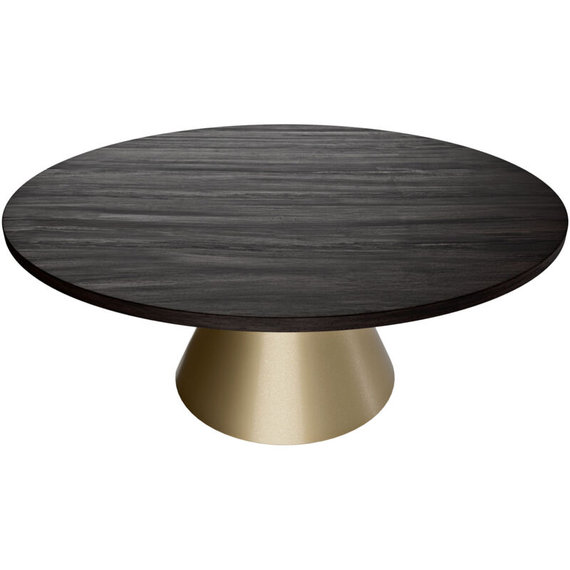 Frankystar - Artù Brass - Table ronde ø 120 cm en bois stratifié avec base en cône en métal, couleur noir