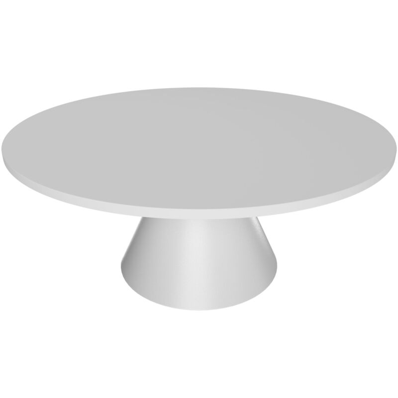 Artù White - Table de salle à manger ronde ⌀ 120 cm en bois stratifié avec base conique en métal-Blanc