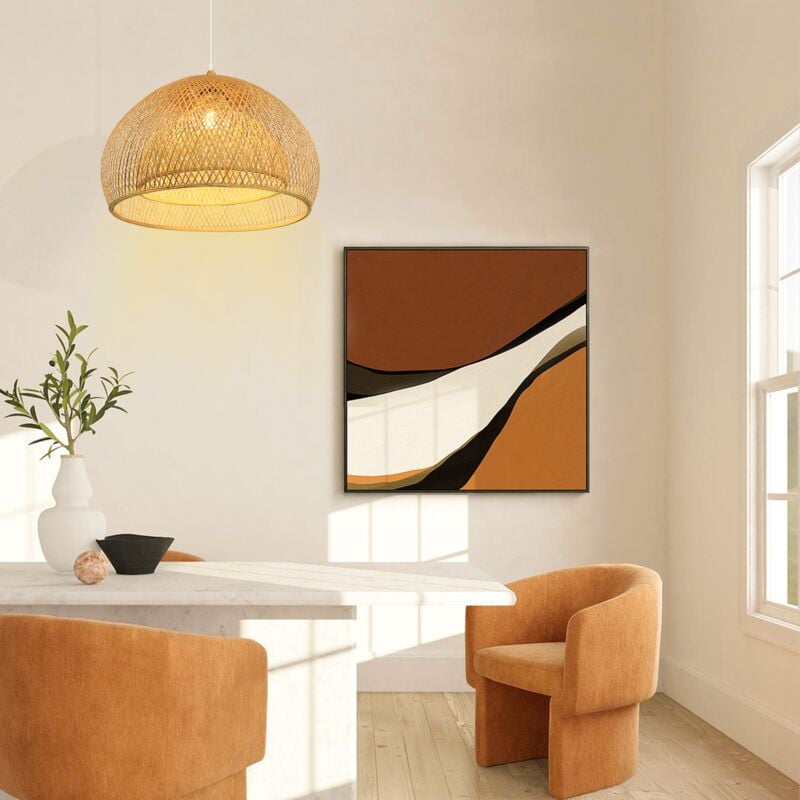 Arturesthome - Bamboo Pendant Light 1 Light suspendu lustre rotin rotin fait des lumières suspendues à la main pour la chambre à coucher de la