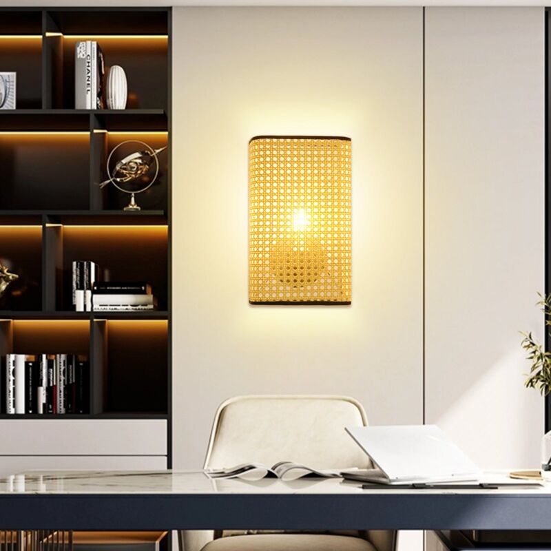 Arturesthome - Lampe murale en rotin faite à la main Lampe murale vintage Lampe murale pour le salon Lampe murale pour la chambre à coucher Applique