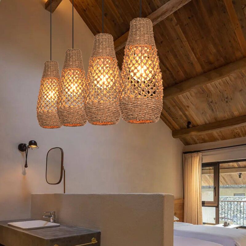 Arturesthome - Lampe pendante en rotin faite à la main Lampe pendante en fibre naturelle de Bohème Plafonnier
