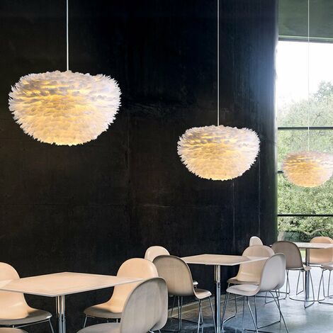 ARTURESTHOME Luminaire suspendu Globe Blanc Plume Chandelier E27 pour Chambre d'enfant Salon D50 cm x H38 cm