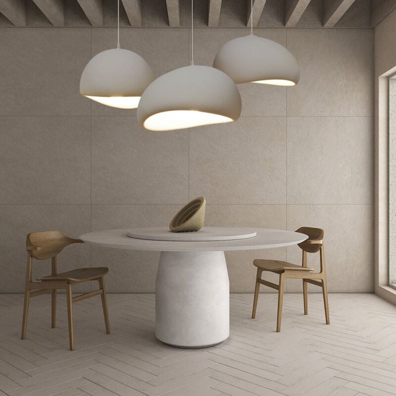 Luminaires suspendus Polystyrène Wabi Sabi Luminaire suspendu Blanc pour Salle à manger Hall Suspension,60x35cm