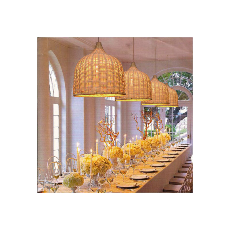 ARTURESTHOME Lustre en rotin Suspension E27 Grand abat-jour Suspension pour la décoration d'intérieur D50 cm x H50 cm
