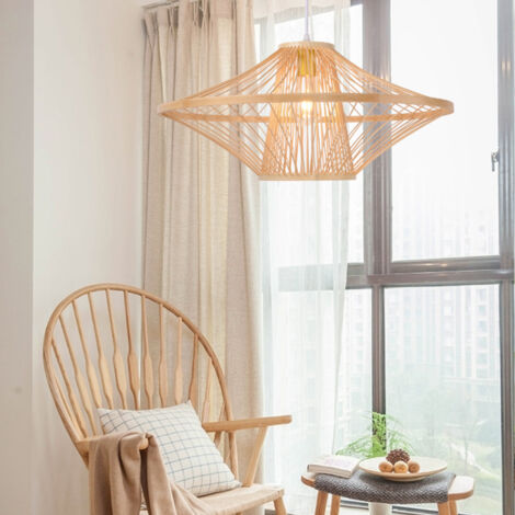 ARTURESTHOME Suspension en Bambou Chandelier 1 Lumière E27 pour Cuisine Salon D60 cm x H30 cm