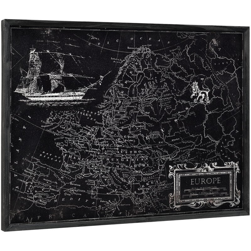 

Cuadro de pared - imagen sobre placa de aluminio - enmarcado 60x80cm - Mapa de Europa