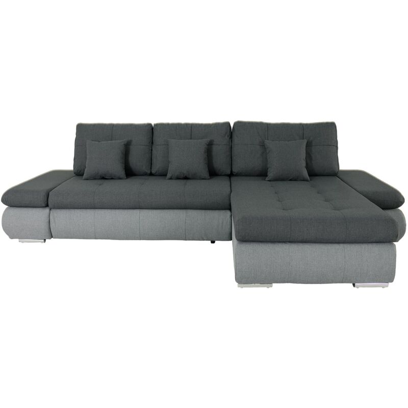 Mobilier Deco - arty - Canapé d'angle réversible convertible en tissu noir et gris