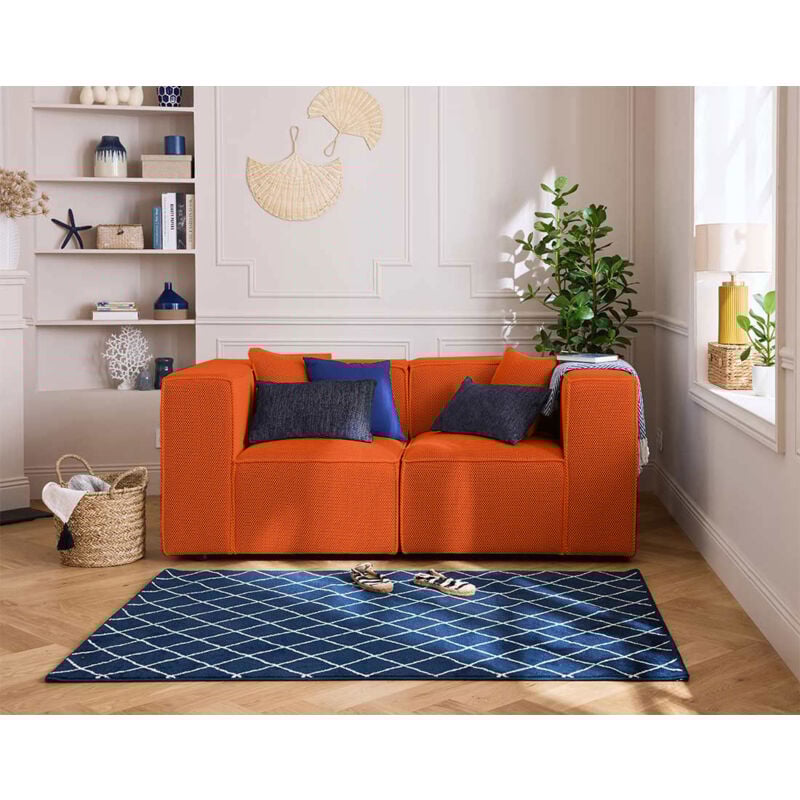 Lisa Design - Arty - canapé modulable 2 places - en tissu mailles 3d - orange