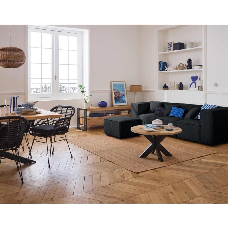 Lisa Design - Arty - canapé modulable 3 places - en velours côtelé - noir