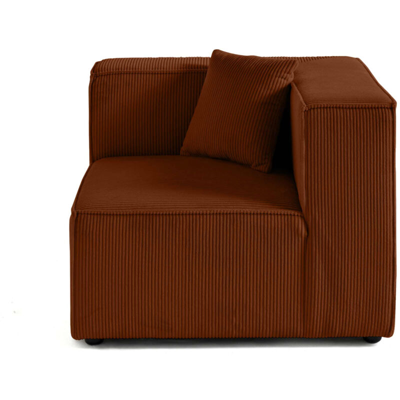 Lisa Design - Arty - module d'assise d'angle réversible - en velours côtelé - terracotta