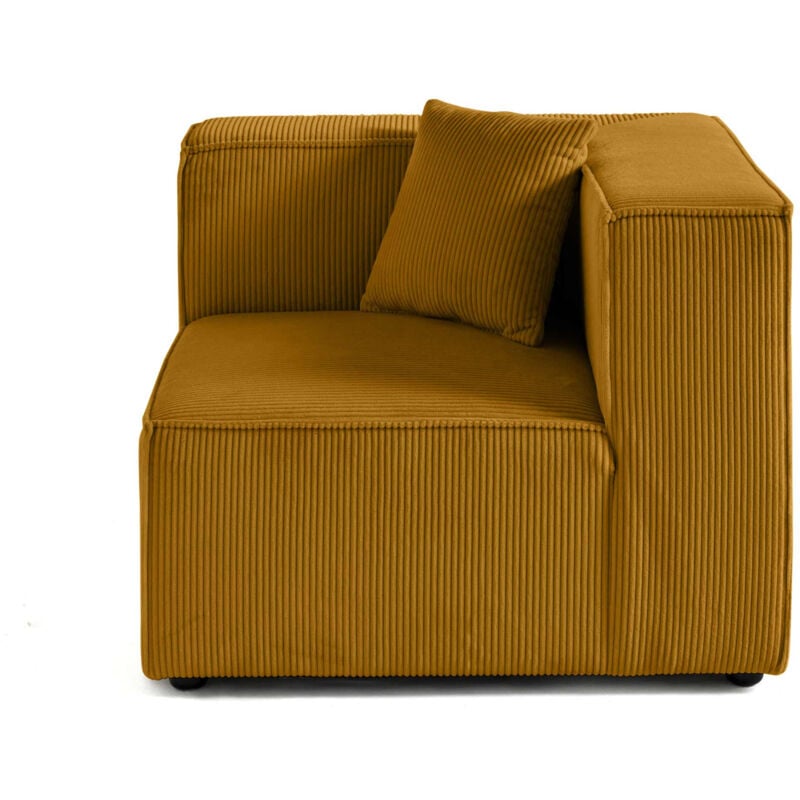 Lisa Design - Arty - module d'assise d'angle réversible - en velours côtelé - jaune