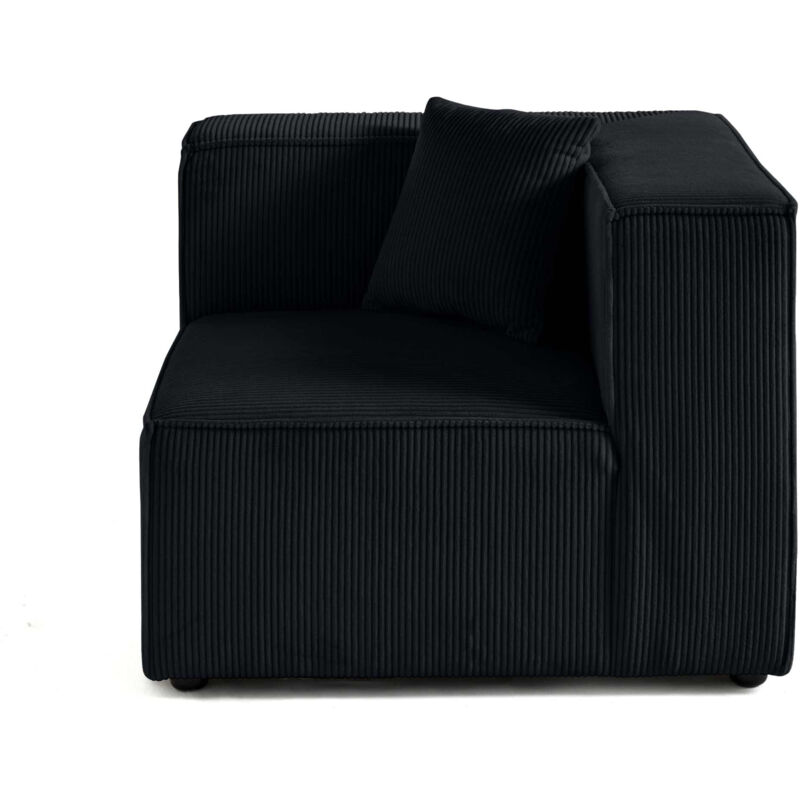 Lisa Design - Arty - module d'assise d'angle réversible - en velours côtelé - noir