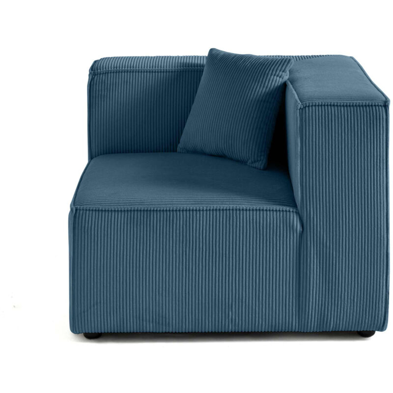 Lisa Design - Arty - module d'assise d'angle réversible - en velours côtelé - bleu