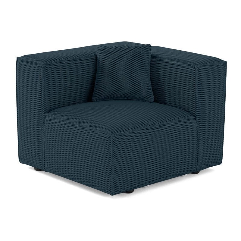 Lisa Design - Arty - module d'assise gauche - en tissu mailles 3d - bleu canard