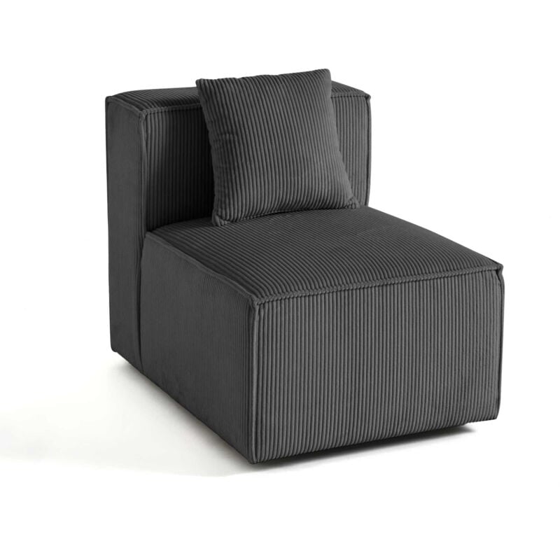 Lisa Design - Arty - module d'assise sans accoudoirs - en velours côtelé - gris foncé
