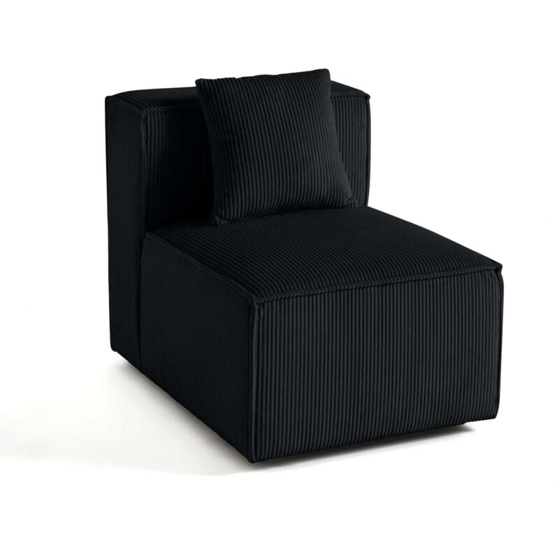 Lisa Design - Arty - module d'assise sans accoudoirs - en velours côtelé - noir