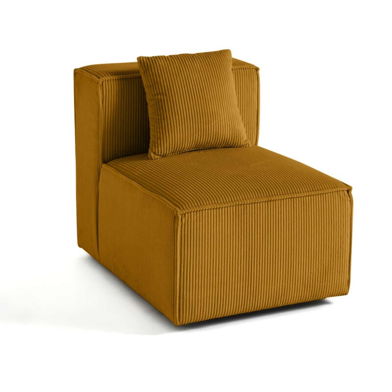 Lisa Design - Arty - module d'assise sans accoudoirs - en velours côtelé - jaune
