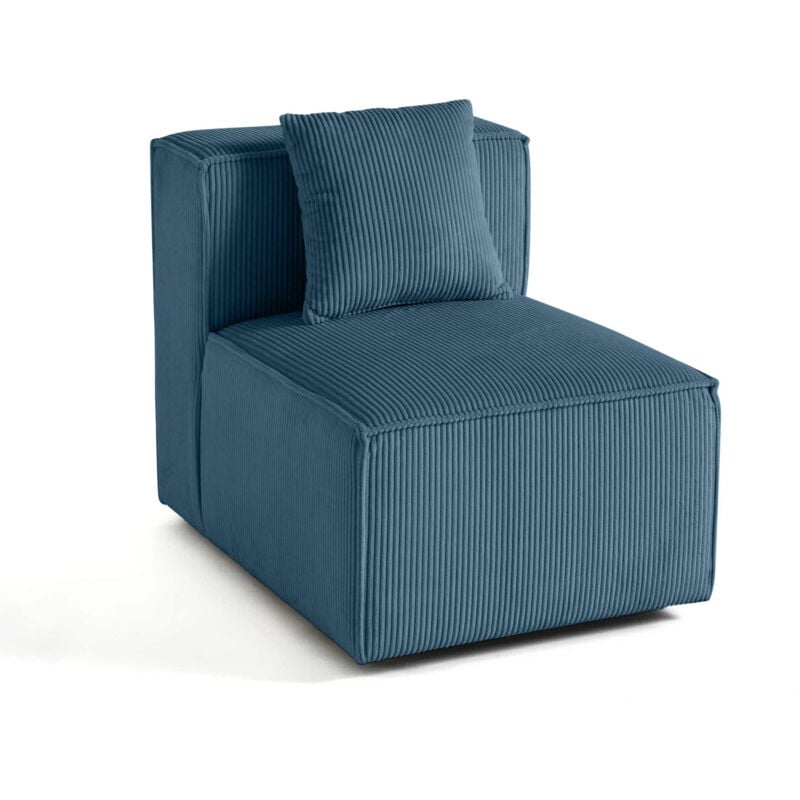 Lisa Design - Arty - module d'assise sans accoudoirs - en velours côtelé - bleu