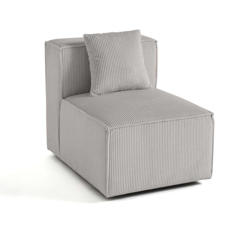 Lisa Design - Arty - module d'assise sans accoudoirs - en velours côtelé - gris clair