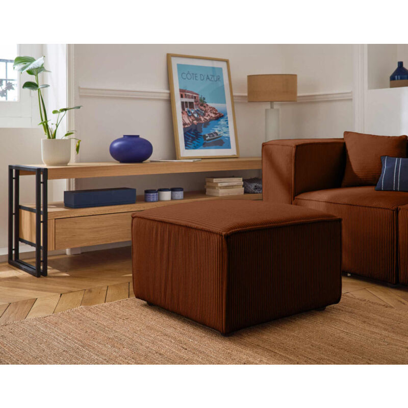 Arty - pouf d'appoint - en velours côtelé - terracotta