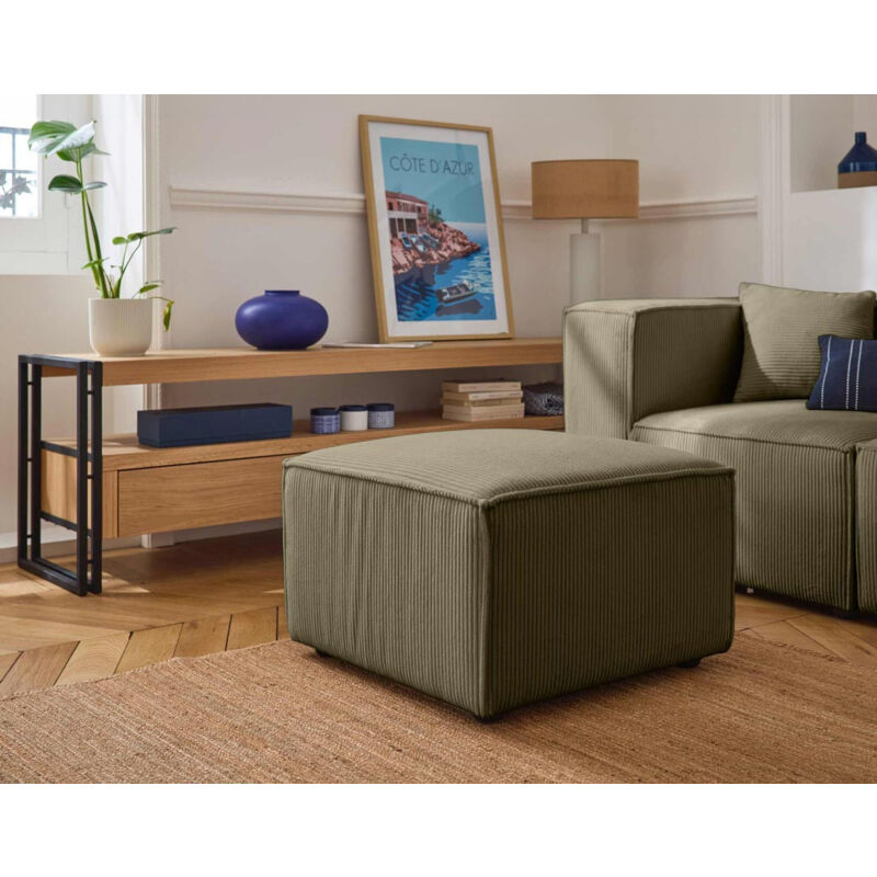 Arty - pouf d'appoint - en velours côtelé - vert