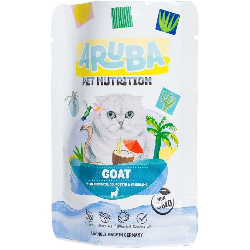 

Aruba Pet Nutrition - ARUBA Cabra, calabaza, calabacín y espirulina Comida húmeda para gatos 70gr
