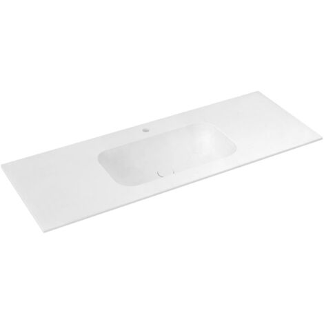 ARUBA Double-Washbasin Central, 150x51,5 cm, Rockstone blanc mat