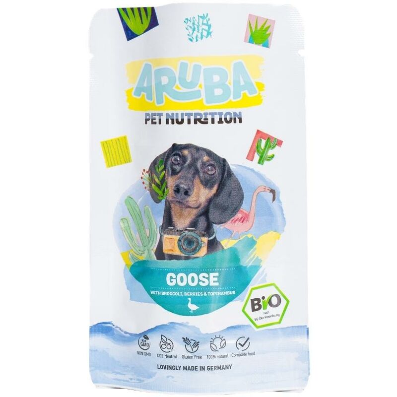 

ARUBA Ganso bio, brócoli, bayas y topinambur comida húmeda perro 100gr