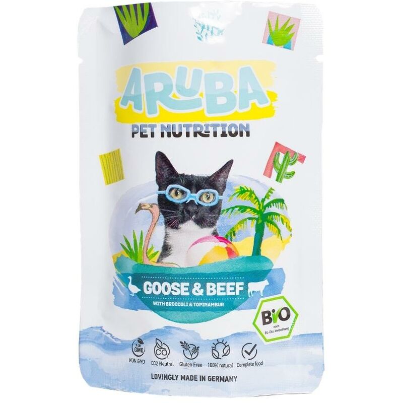 

Aruba Pet Nutrition - ARUBA Ganso y ternera orgánicos con brócoli y topinambur Comida húmeda gatos 70gr